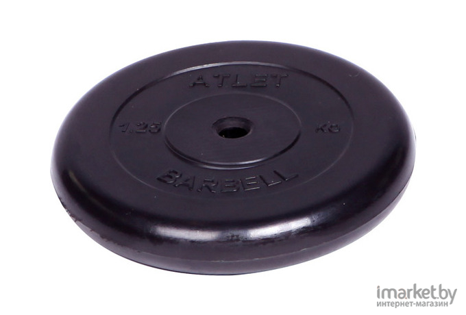 Диск для штанги MB Barbell обрезиненный d 26 мм 1,25 кг Atlet черный [2477]