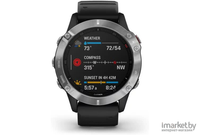 Умные часы Garmin Fenix 6 Solar серебристый/черный [010-02410-00]