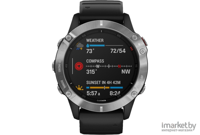 Умные часы Garmin Fenix 6 Solar серебристый/черный [010-02410-00]