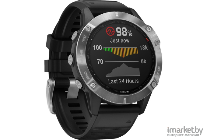 Умные часы Garmin Fenix 6 Solar серебристый/черный [010-02410-00]