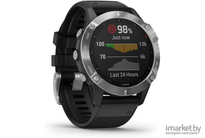 Умные часы Garmin Fenix 6 Solar серебристый/черный [010-02410-00]