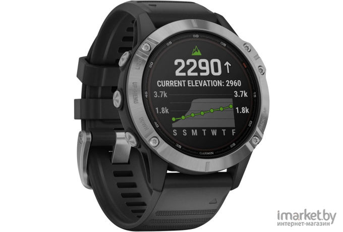 Умные часы Garmin Fenix 6 Solar серебристый/черный [010-02410-00]