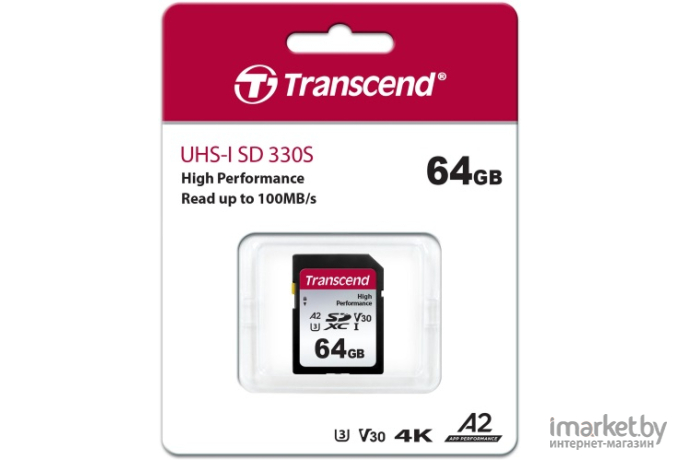 Карта памяти Transcend 64GB SD Card UHS-I U3 A2 (TS64GSDC330S)