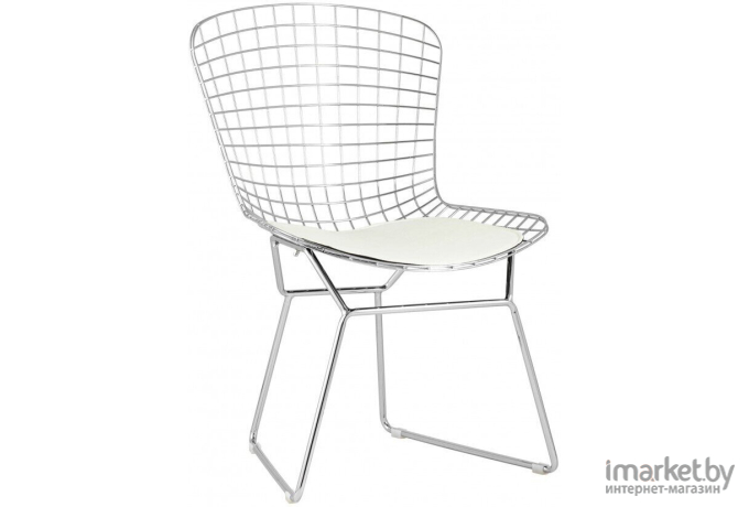 Стул Stool Group Bertoia хромированный/с белой подушкой [BTY-18-P6 CH/WH]