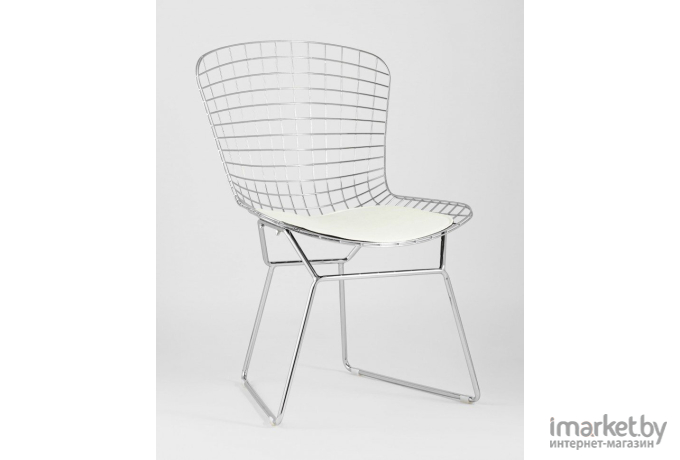 Стул Stool Group Bertoia хромированный/с белой подушкой [BTY-18-P6 CH/WH]