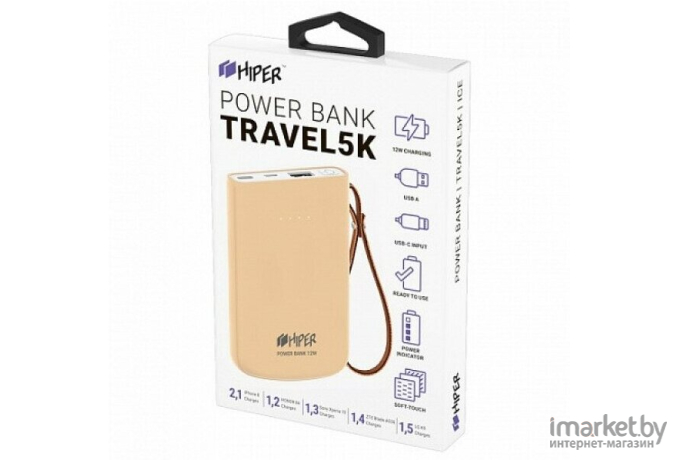 Портативное зарядное устройство Hiper TRAVEL 5K Peach Li-Pol 5000 mAh розовый [TRAVEL5K PEACH]