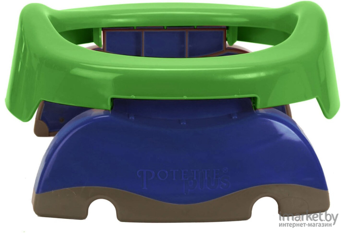 Детский горшок Potette Plus Дорожный складной + 1 одноразовый пакет, зеленый/голубой [23011DM]