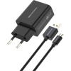 Сетевое зарядное устройство Atomic U400 с кабелем microUSB черный