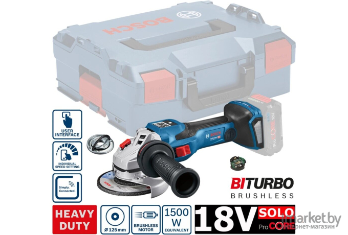 Угловая шлифмашина Bosch GWS 18V-15 L-BOXX [0.601.9H6.100]