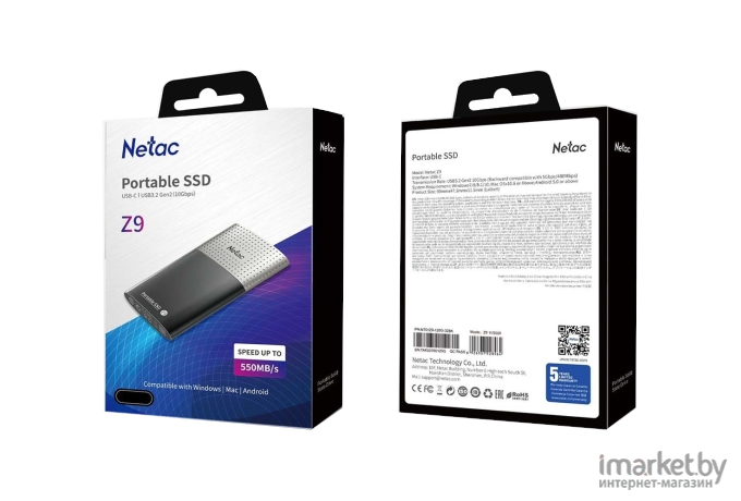 SSD диск Netac External 500Gb Z9 < [NT01Z9-500G-32BK]