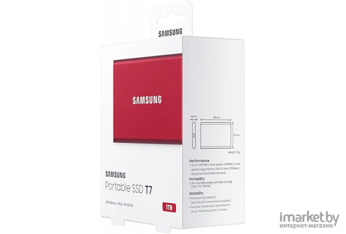 Внешний жесткий диск Samsung T7 Touch 1TB красный [MU-PC1T0R/WW]