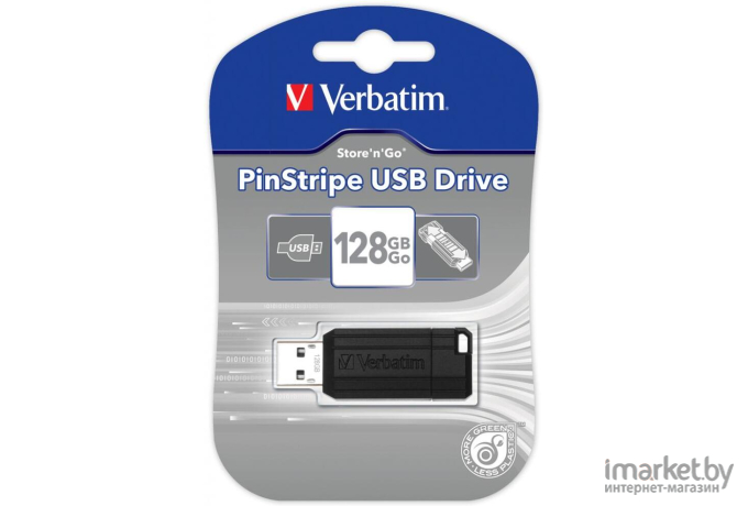 Usb flash Verbatim PinStripe 128GB черный [49071]