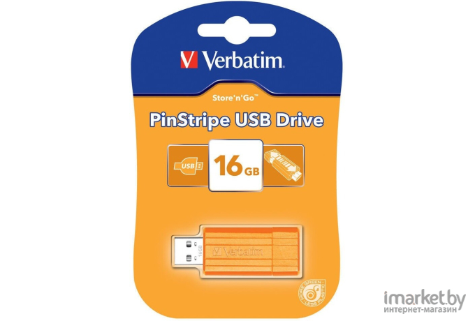 Usb flash Verbatim PinStripe 128GB черный [49071]