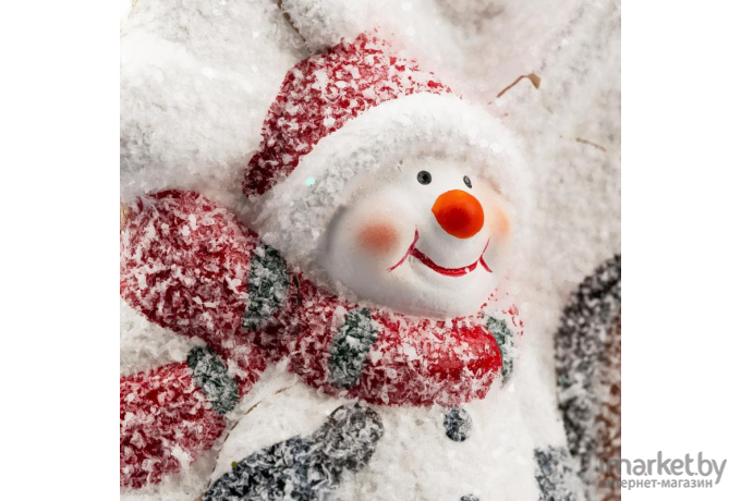 Новогоднее украшение Neon-night Керамическая фигурка Домик со снеговиком [505-007]