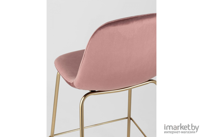 Барный стул Stool Group Валенсия велюр розовый золотые ножки [CC-91003B HLR-44]