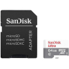 Карта памяти SanDisk microSD 64GB microSDXC Class 10 Ultra (SD адаптер) UHS-I 100MB/s [SDSQUNR-064G-GN3MA]