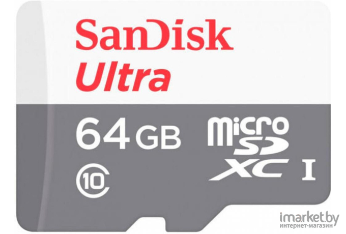 Карта памяти SanDisk microSD 64GB microSDXC Class 10 Ultra UHS-I 100MB/s [SDSQUNR-064G-GN3MN]