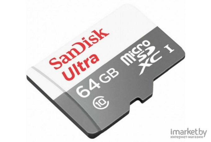 Карта памяти SanDisk microSD 64GB microSDXC Class 10 Ultra UHS-I 100MB/s [SDSQUNR-064G-GN3MN]