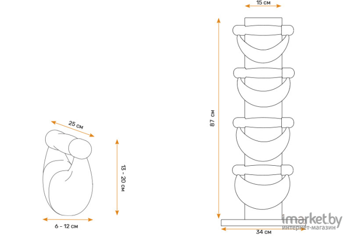 Набор гантелей NOHrD Swing Turm с подставкой 2 кг, 4 кг, 6 кг, 8 кг орех [WA\13210\WN-00-00]