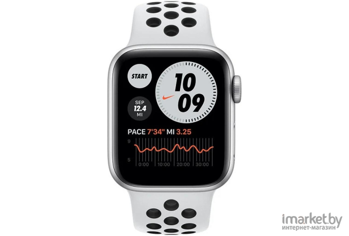 Умные часы Apple Watch Series 6 Nike Plus 44мм алюминий серебристый/чистая платина/черный [MG293]