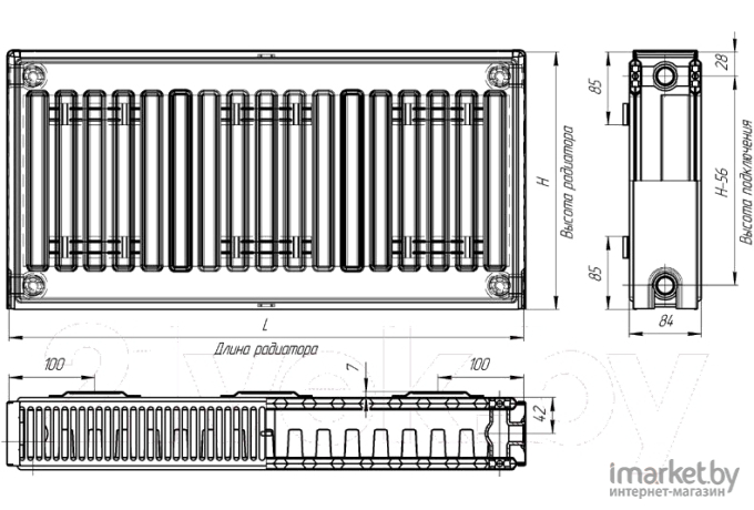 Радиатор отопления Лидея ЛУ 21-510 500x1000