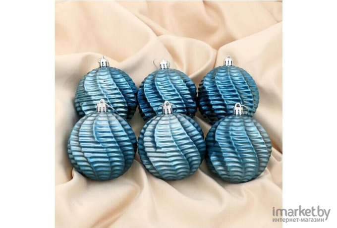 Елочная игрушка Зимнее волшебство Морские глубины набор шаров пластик d-8 см 6 шт синий [4194832]