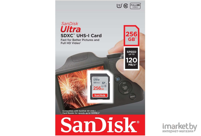 Карта памяти SanDisk SD 256GB SDXC Class 10 UHS-I Ultra 120MB/s [SDSDUN4-256G-GN6IN]