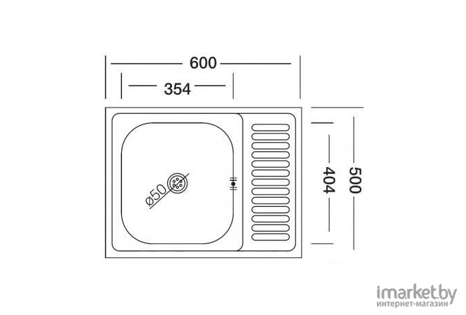 Кухонная мойка КромРус с полкой S 417 RUS чаша слева без сифона