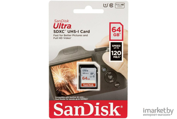 Карта памяти SanDisk SDXC 64GB UHS-I [SDSDUN4-064G-GN6IN]