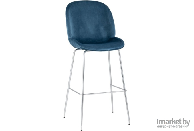 Барный стул Stool Group Beetle со спинкой маренго хромированные ножки [8329C VELVET BLUE CH/L]