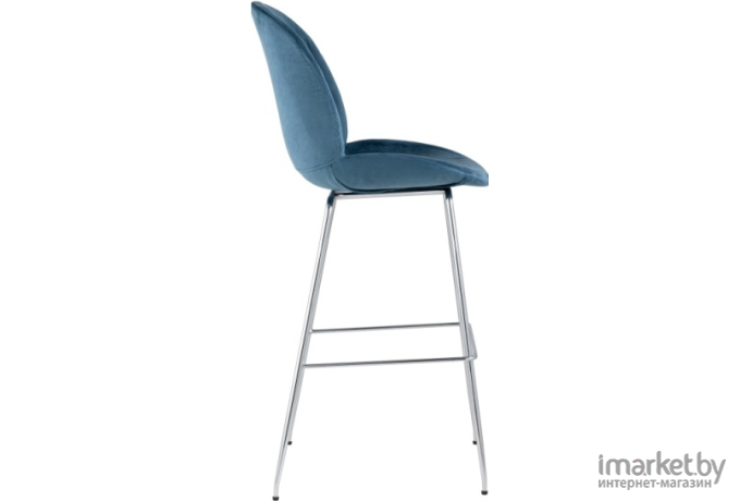 Барный стул Stool Group Beetle со спинкой маренго хромированные ножки [8329C VELVET BLUE CH/L]