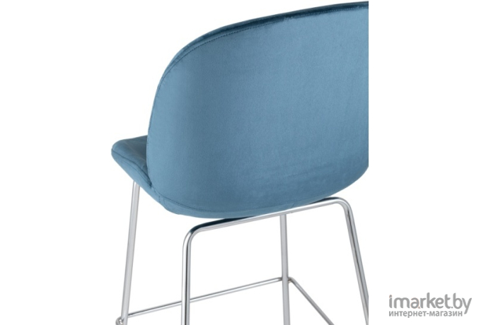 Барный стул Stool Group Beetle со спинкой маренго хромированные ножки [8329C VELVET BLUE CH/L]