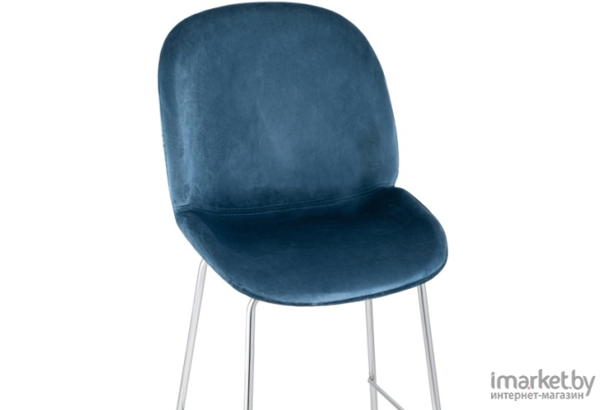 Барный стул Stool Group Beetle со спинкой маренго хромированные ножки [8329C VELVET BLUE CH/L]