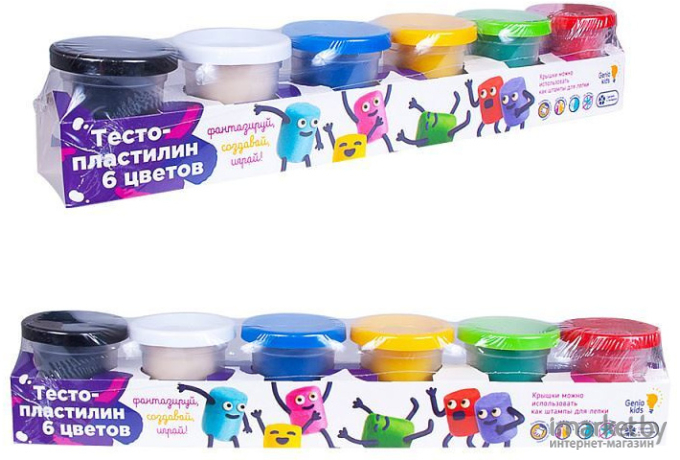 Набор для творчества Genio Kids Тесто-пластилин 6 цветов [TA1009V]