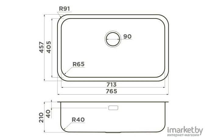Кухонная мойка Omoikiri Omi 76-U/I IN нержавеющая сталь [4993500]