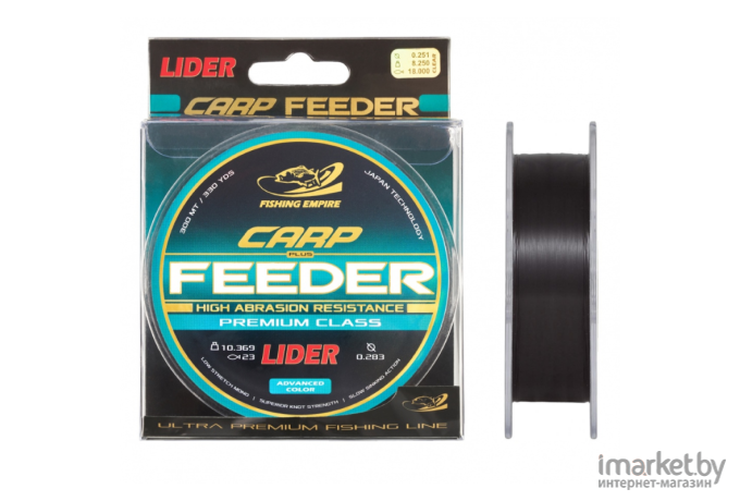 Леска монофильная Lider CARP plus FEEDER 300 м 0,30 мм Black [BL-030]