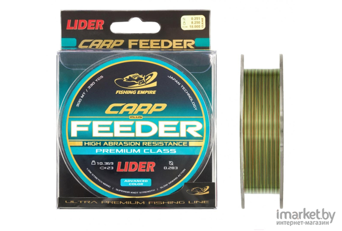 Леска монофильная Lider CARP plus FEEDER CAMOU 300 м 0,20 мм [CA-020]