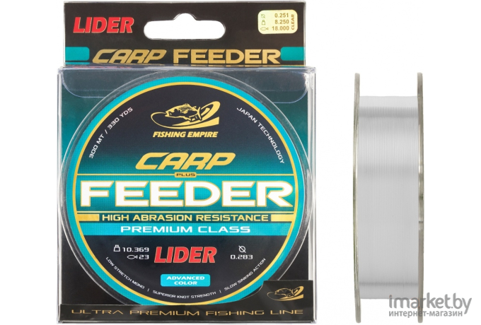 Леска монофильная Lider CARP plus FEEDER CLEAR 300 м 0,18 мм [СL-018]