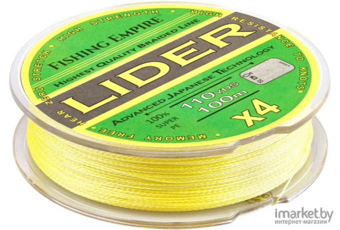 Плетеная леска Lider FLUO 100 м 0,12 мм Yellow [001-120]