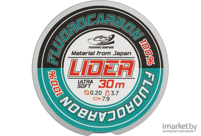 Леска флюорокарбоновая Lider Fluorocarbon 100% 30 м 0,12 мм [FL- 0112]