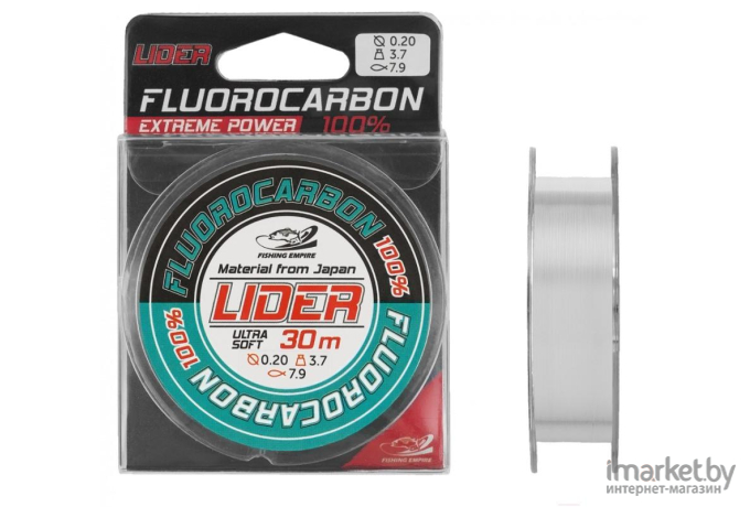 Леска флюорокарбоновая Lider Fluorocarbon 100% 30 м 0,25 мм [FL- 0125]