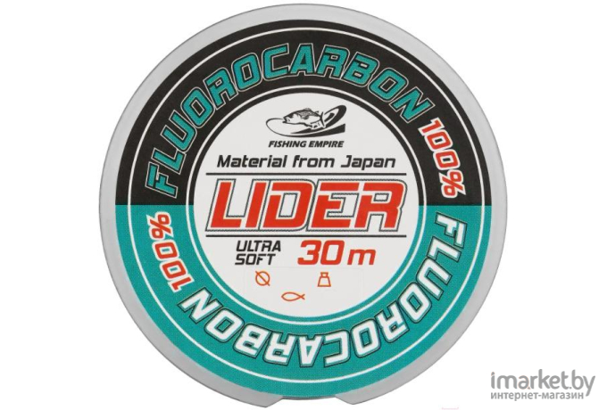 Леска флюорокарбоновая Lider Fluorocarbon 100% 30 м 0,43 мм [FL- 0143]