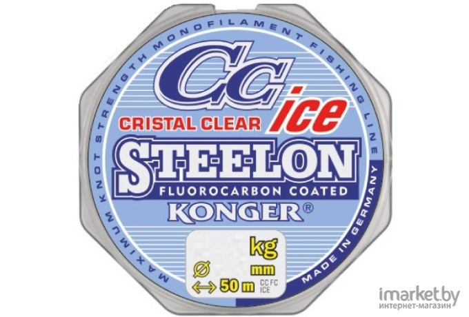 Леска монофильная KONGER STEELON CRISTAL CLEAR FLUOROCARBON ICE 50 м 0,25 мм [239050025]