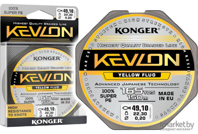 Плетеная леска KONGER KEVLON X4 FLUO 150 м 0,20 мм Yellow [250154020]