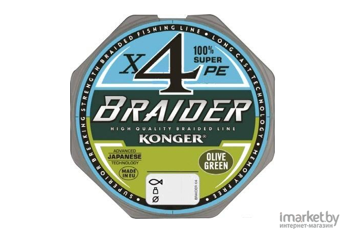 Плетеная леска KONGER BRAIDER X4 10м 0,14 мм Olive green [250016014]