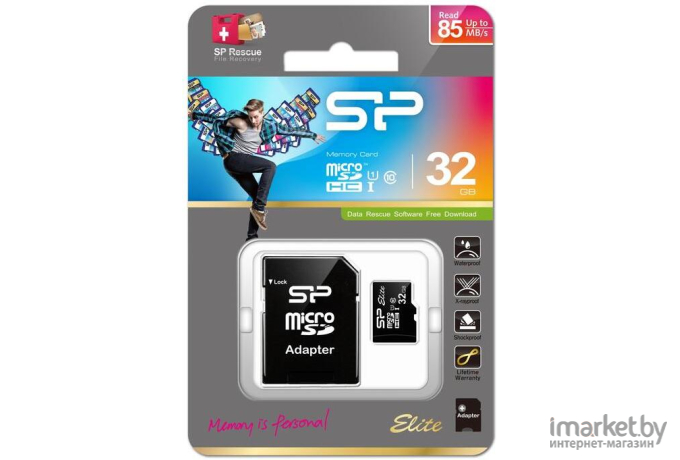 Карта памяти Silicon-Power microSD 32GB Elite microSDHC Class 10 UHS-I [SP032GBSTHBU1V10SP]