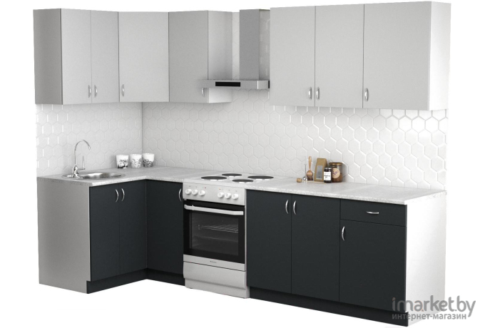 Готовая кухня Сивирин-Компани Клео лайт 1.2x2.3 левая антрацит/стальной серый