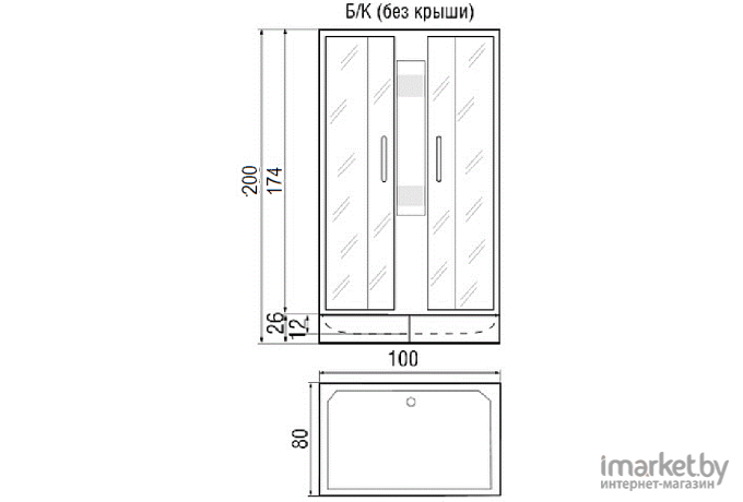 Душевая кабина River Quadro 100/80/26 МТ Б/К