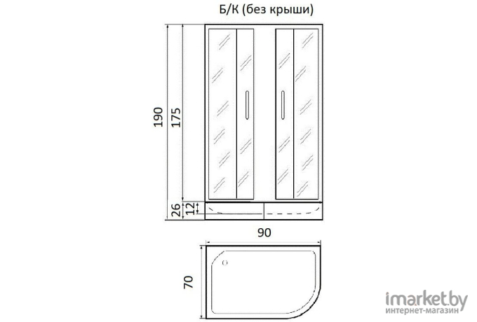 Душевая кабина River Nara 90/70/26 МТ L Б/К