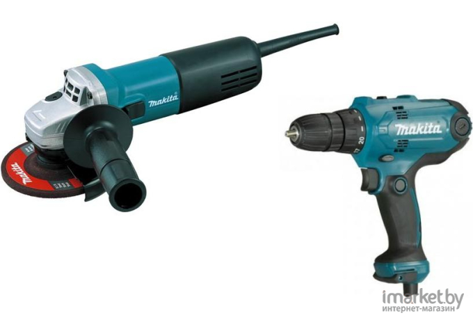 Набор инструмента Makita DK0117 (угловая шлифмашина 9555HN + дрель-шуруповёрт DF0300)